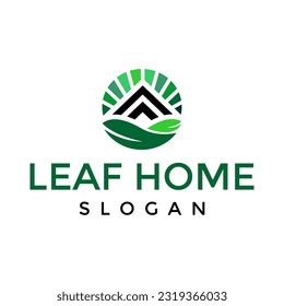 plantilla vectorial de diseño del logotipo del hogar de la hoja