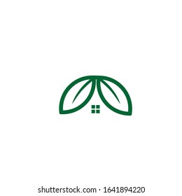 leaf home logo icon vector