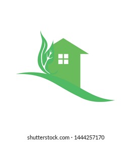 leaf with a home logo template