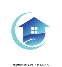 leaf with a home logo template