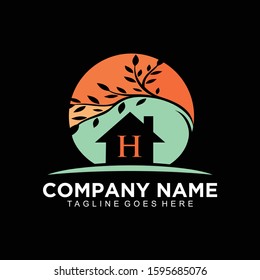 Leaf home vector design logo icon and symbol 