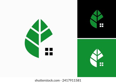 Leaf with home vector logo design