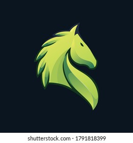 leaf horse gradient logo vector