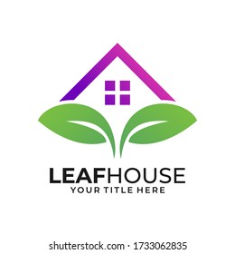 casa de hojas. plantilla de diseño de logotipo coloreado