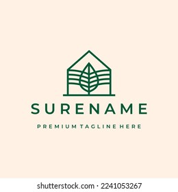leaf house green concept real estate logo design vector illustration