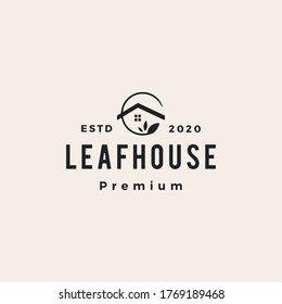 leaf house home mortgage roof architect hipster vintage logo vector icon illustration	