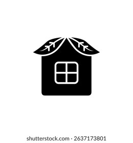 leaf house icon, simple flat style, vector illustration symbol sign logo template pictogram, for ui or ux isolated on white for mobile app, editable