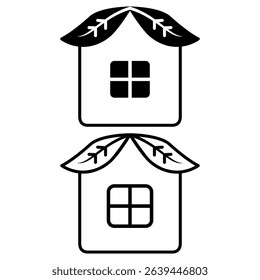 leaf house icon, simple flat style, vector illustration symbol sign logo template pictogram, for ui or ux isolated on white for mobile app, editable