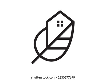 leaf house logo. building and tree symbol vector design.