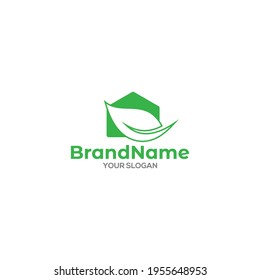 Leaf House Logo Design Vector