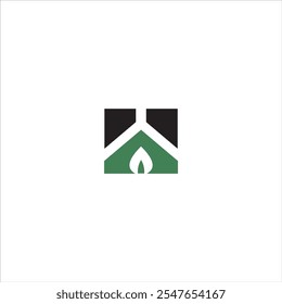 Logotipo de la casa de la hoja en verde y negro