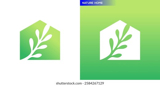 Leaf house logo. Nature, growth, plant. Icon symbol design template EPS 10