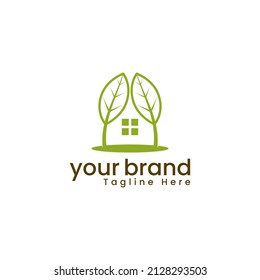 Leaf house logo is perfect for logos of nature, construction, beauty, health, farm, restaurant, food, media etc