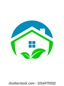 leaf house logo template