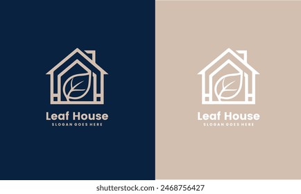 Leaf House Logo Template Design Vector Illustration