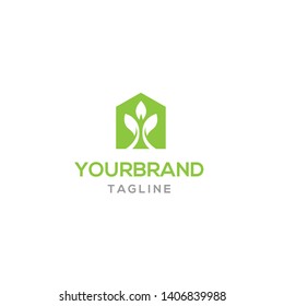 Leaf house logo template vector
