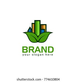 Leaf and house logo vector. Green Home