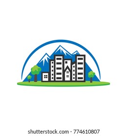 Leaf and house logo vector. Green Home