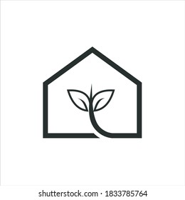 la casa de hoja para el logo de construcción orgánica