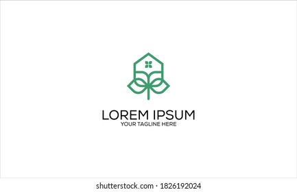 Leaf With House Vector Logo Design Inspirations