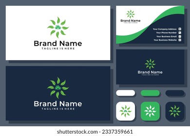 leaf house vector logo icon