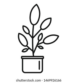 Leaf houseplant pot icon. Outline leaf houseplant pot vector icon for web design isolated on white background