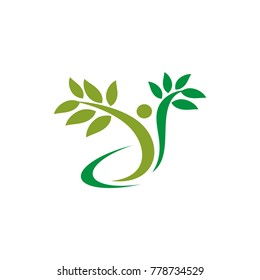 Leaf human figure logo design template vector