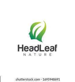 Leaf Human Head Logo Icon Design Stock Illustration .  Leaf Head Logo Nature Design Template Icon