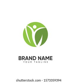 Leaf Human Logo Design For Healthy Company