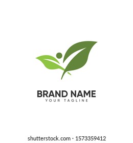 Leaf Human Logo Design For Healthy Company