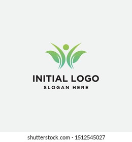 leaf human logo design template. vector