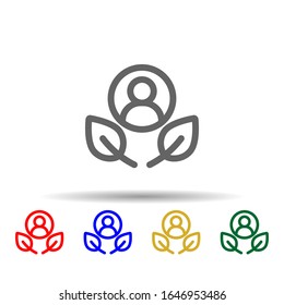 Icono de estilo multi-color de hoja. Línea delgada simple, contorno vectorial de iconos web para ui y ux, sitio web o aplicación móvil