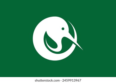 Leaf Hummingbird Logo design concept. Illustration of bird and leaf in circle on a green background.