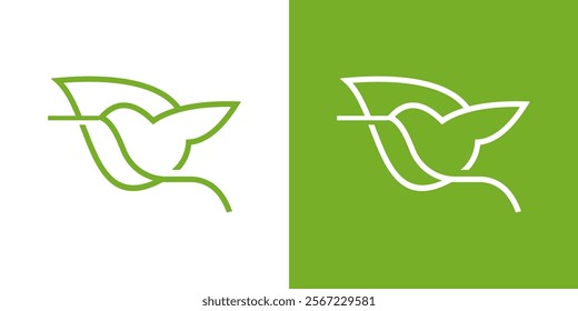 leaf and hummingbird logo,Eco bird logo design vector, Green bird with the leaves