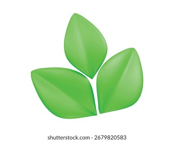 Leaf icon 3d render illustration