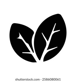 Leaf Icon. Black Leaves Vector Illustration. Green Plant Leaf Symbol. Organic Foods and Vegetables.