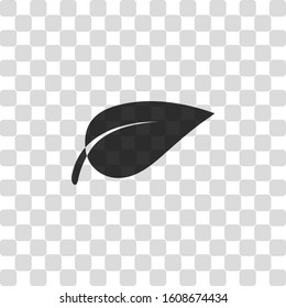 leaf icon. Black symbol on transparency grid