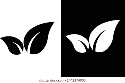 Icono de hoja de fondo blanco y negro 