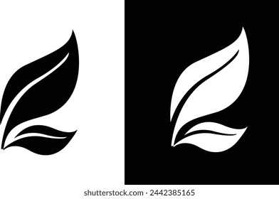 Leaf icon black and white background 