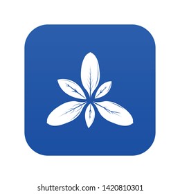 Leaf icon blue vector isolated on white background