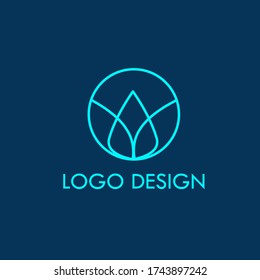 
Leaf icon with a circle outside. Plant icons and green leaves