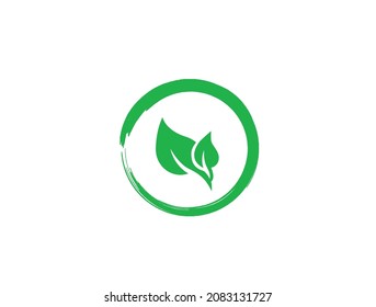 icono de hoja en una ilustración de vector circular