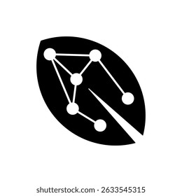 Leaf icon with Circuit Lines, modern vector isolated on white background.