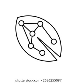Leaf icon with Circuit Lines, vector lines isolated on white background. trendy and modern design