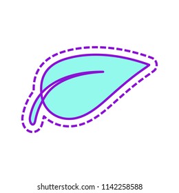 leaf icon. Colored sketch with dotted border on white background