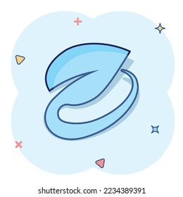 Leaf icon in comic style. Plant cartoon vector illustration on white isolated background. Flower splash effect sign business concept.