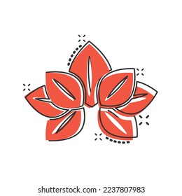Leaf icon in comic style. Plant cartoon vector illustration on white isolated background. Flower splash effect sign business concept.