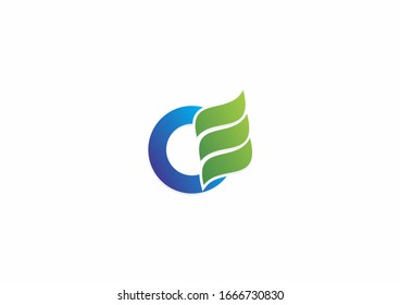 Leaf icon for company logo design template. Vector logo illustration