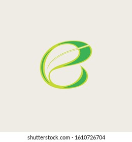 leaf icon concept of a stylized with letter E