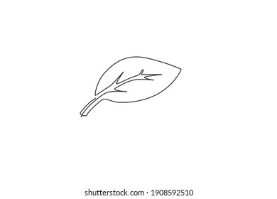 Icono de hoja. Dibujo continuo de una línea de naturaleza verde diseño de ilustración vectorial minimalista sobre fondo blanco. Línea simple aislada estilo gráfico moderno. Concepto gráfico dibujado a mano para el medio ambiente